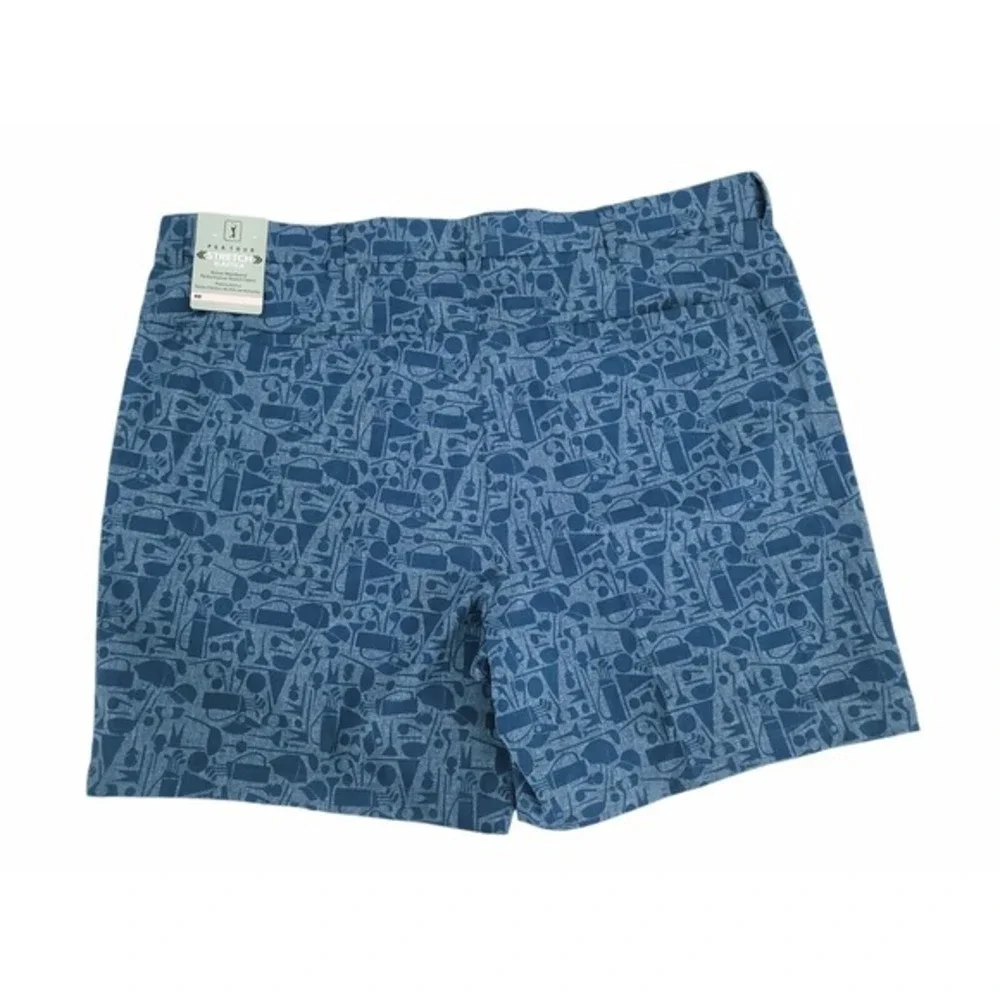 PGA Tour Mens 40 Golf Shorts Performance Stretch Blue‎ Printed 7